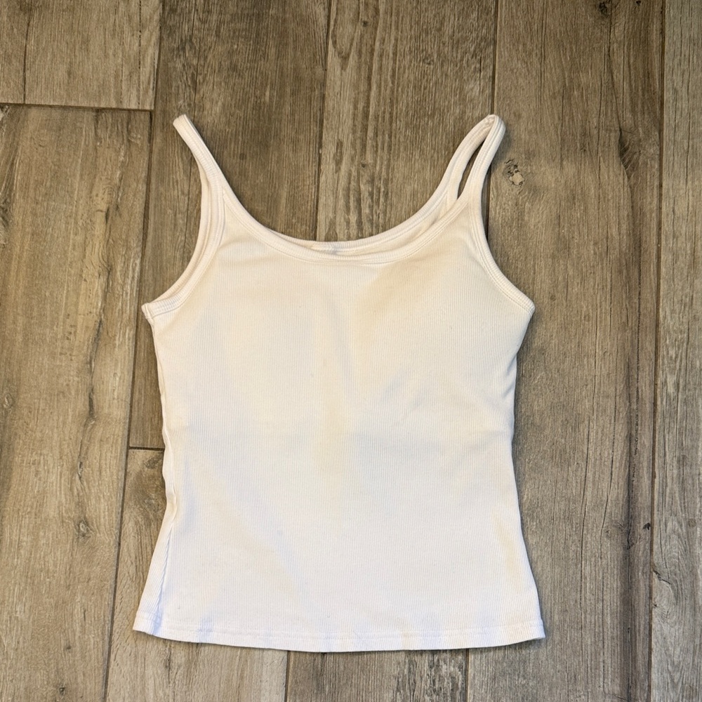 Classic Women's White Ribbed Tank Top - Slim Fit